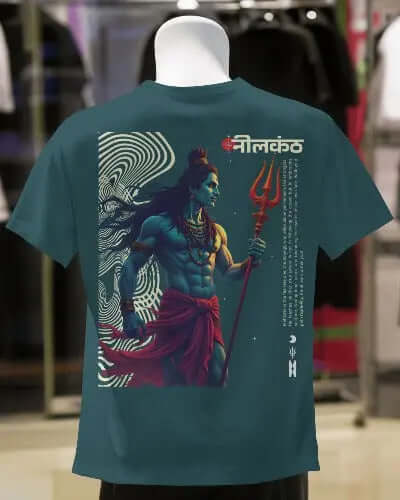Shiv Ji Oversized Drop Shoulder Premium Front & Back Printed T-Shirt My Store