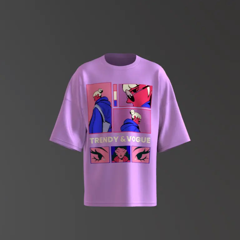 Trendy Standard Pink & White Printed Women T-Shirt My Store