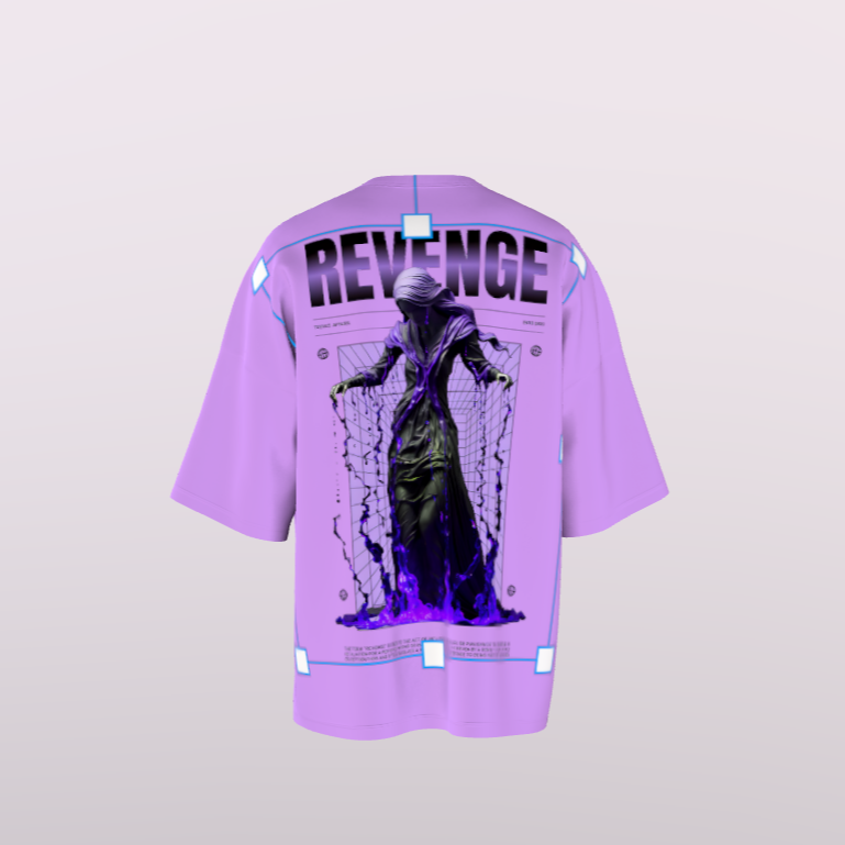 Unisex Revenge Standard Oversize Black & Purple Printed T-Shirt My Store