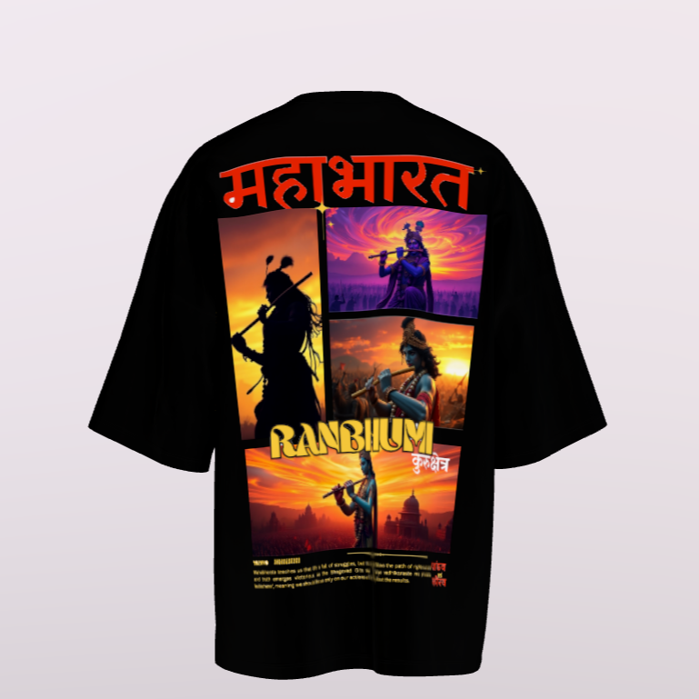 Mahabharart Oversized Drop Shoulder Premium Front & Back Printed T-Shirt My Store