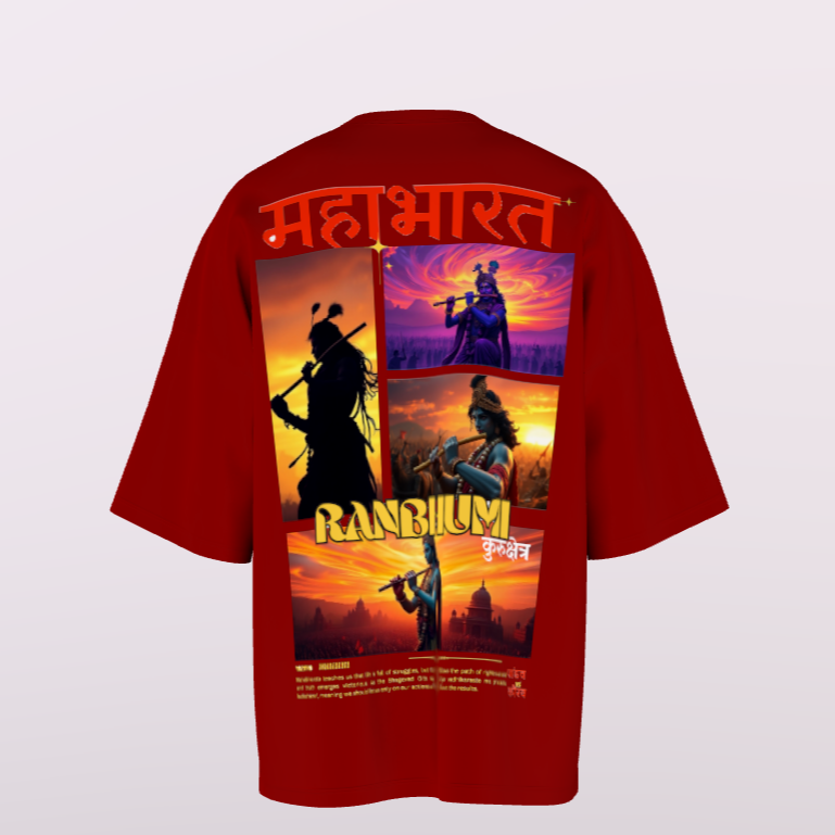 Mahabharart Oversized Drop Shoulder Premium Front & Back Printed T-Shirt My Store