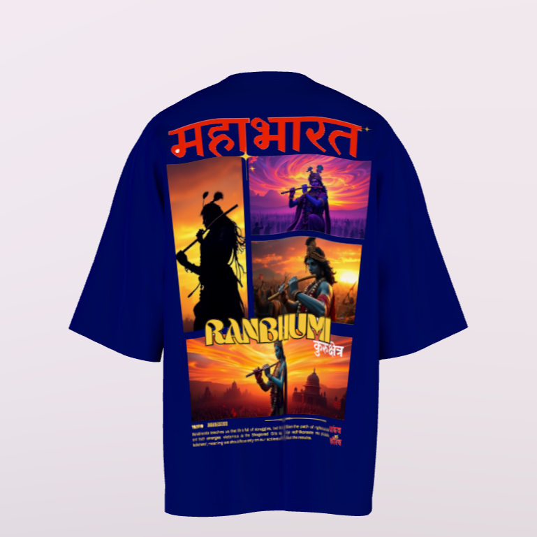 Mahabharart Oversized Drop Shoulder Premium Front & Back Printed T-Shirt My Store