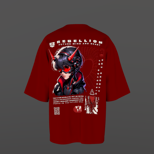 Unisex Rebellion Standard Oversize Black & Red Print T-Shirt My Store