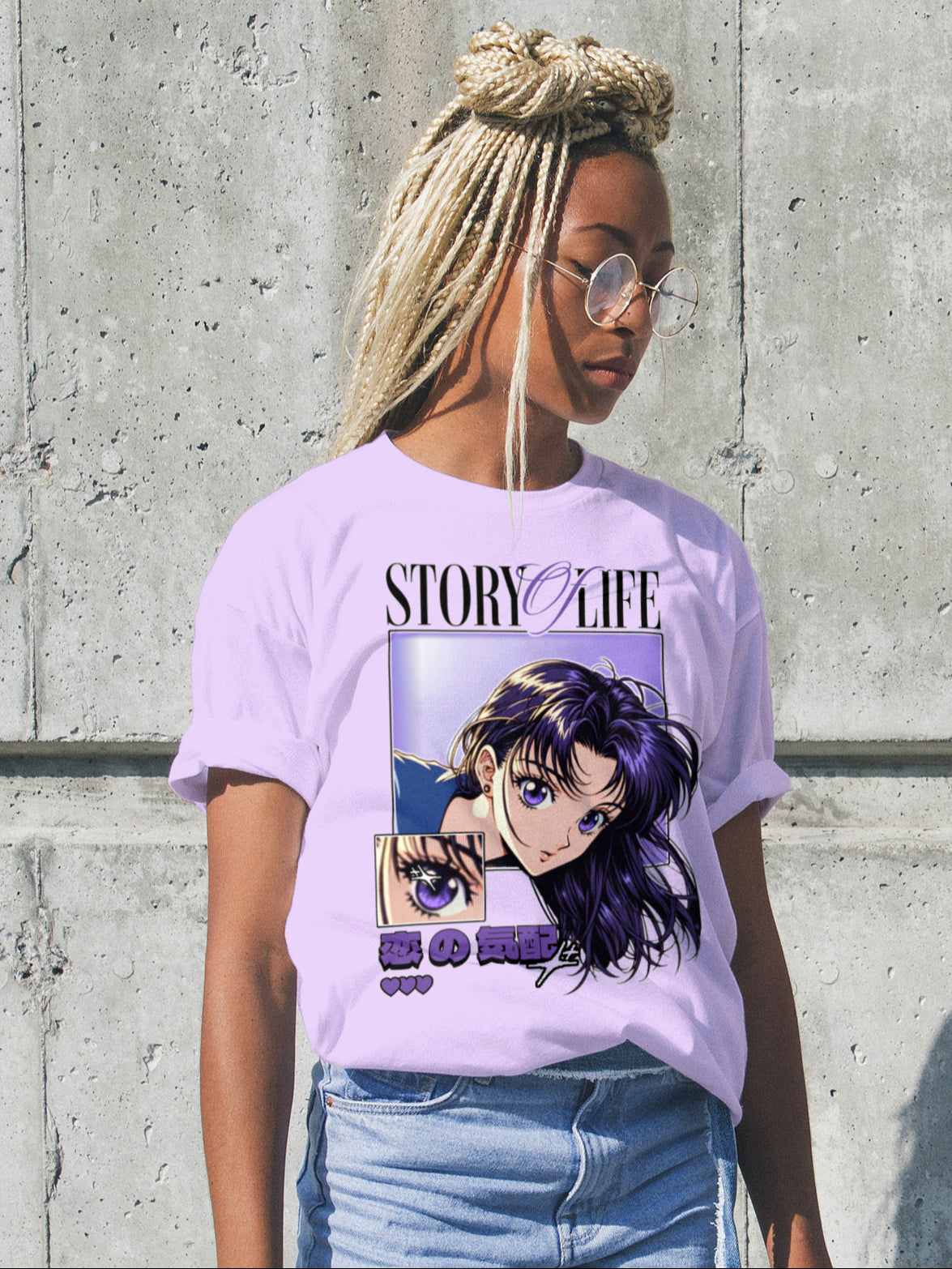 Women STORY & LIFE Standard Purple & White Print T-Shirt My Store