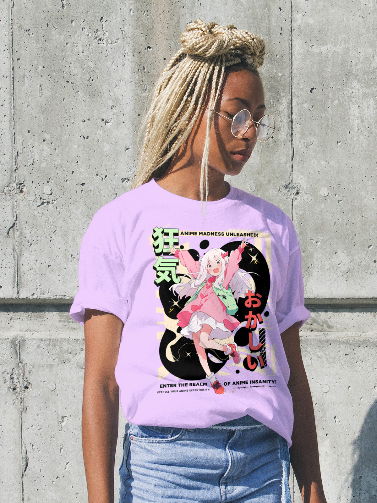 Women Anime Standard Pink & White T-Shirt My Store