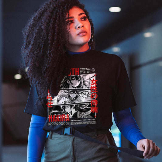 Women Strength Standard Black & Red Print T-Shirt - My Store