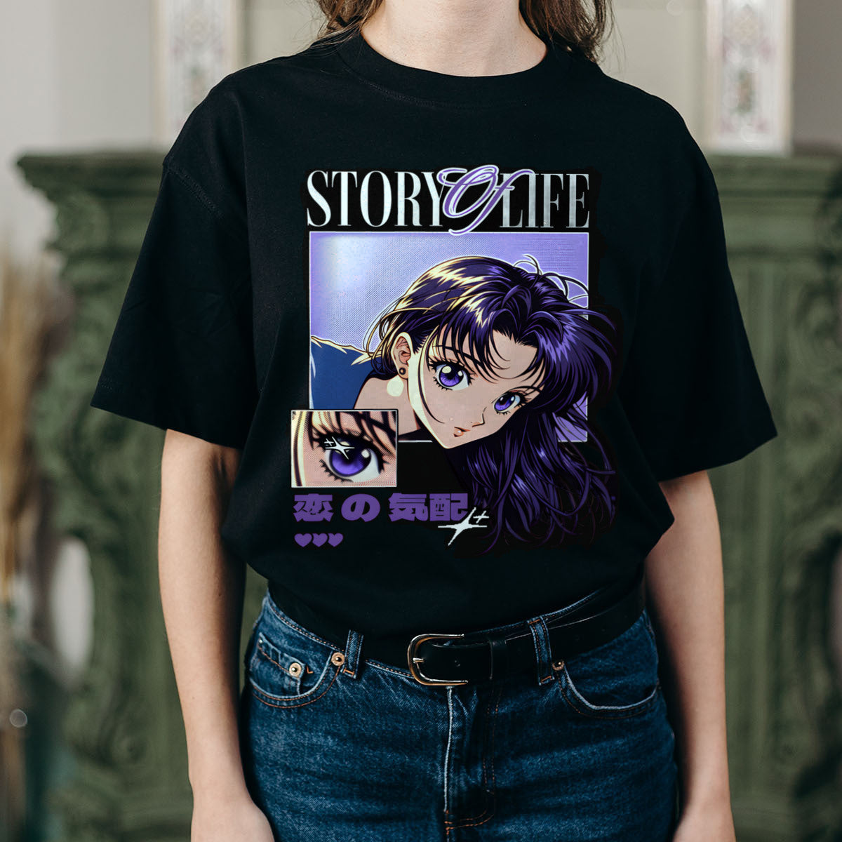 Women STORY & LIFE Standard Purple & White Print T-Shirt My Store