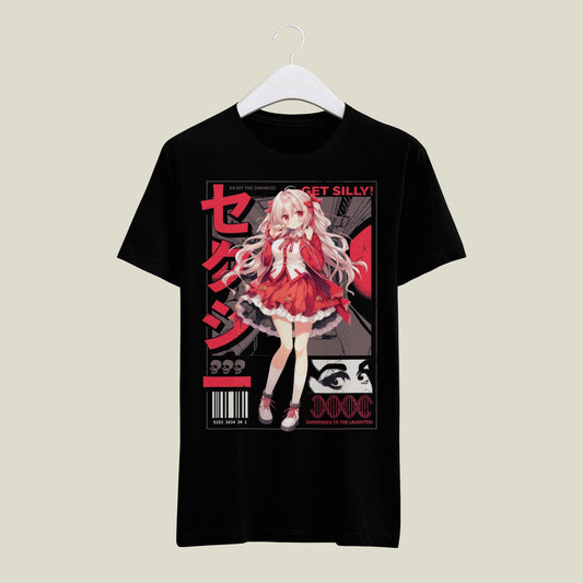Women Anime Standard Red & White Print T-Shirt My Store
