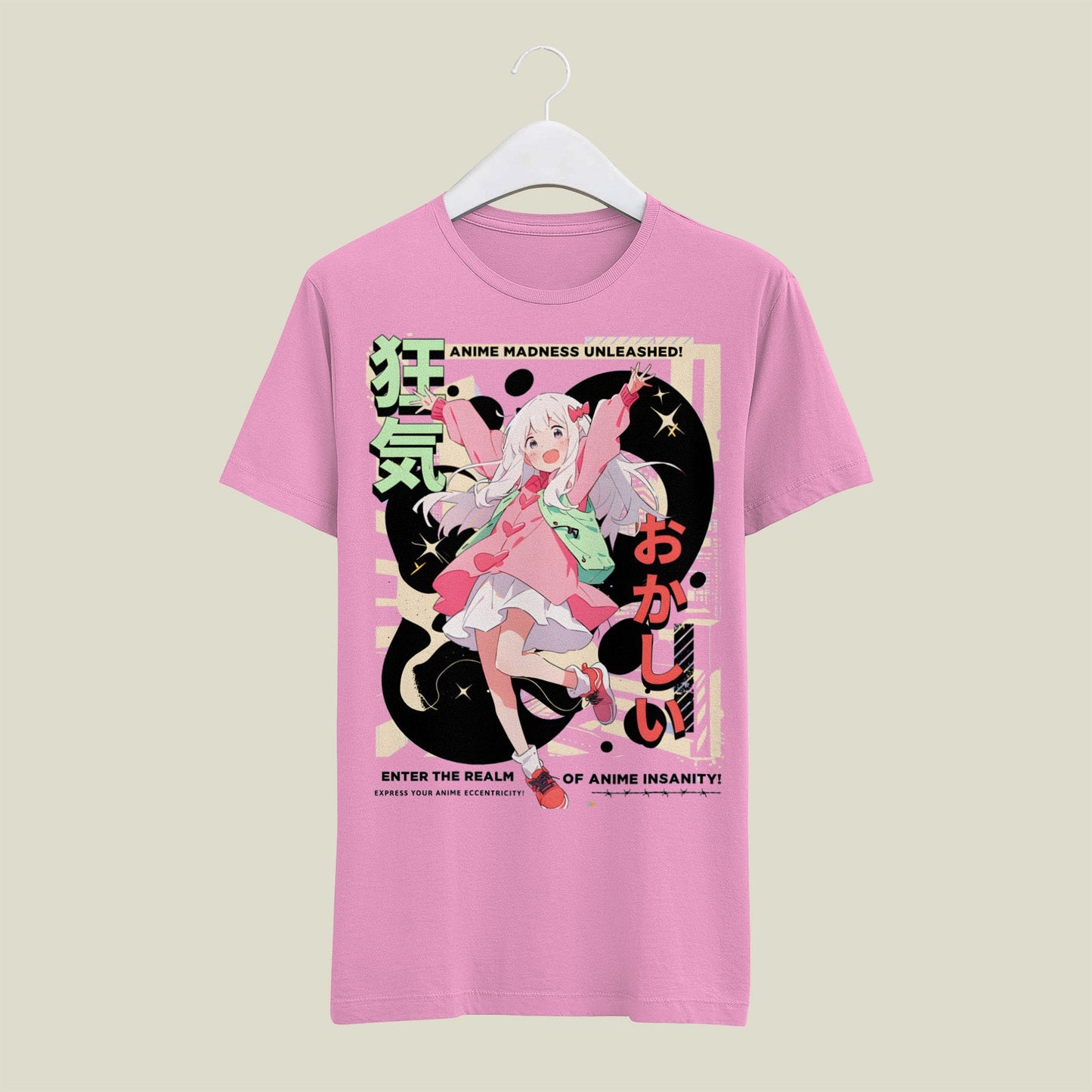Women Anime Standard Pink & White T-Shirt My Store