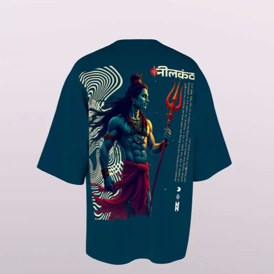 Shiv Ji Oversized Drop Shoulder Premium Front & Back Printed T-Shirt My Store