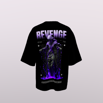 Unisex Revenge Standard Oversize Black & Purple Printed T-Shirt My Store