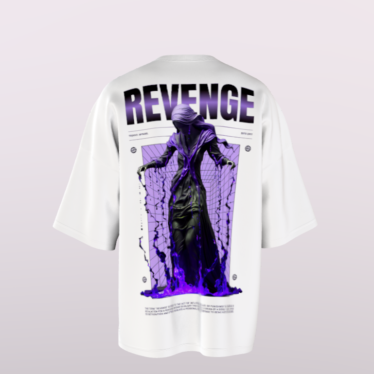 Unisex Revenge Standard Oversize Black & Purple Printed T-Shirt My Store