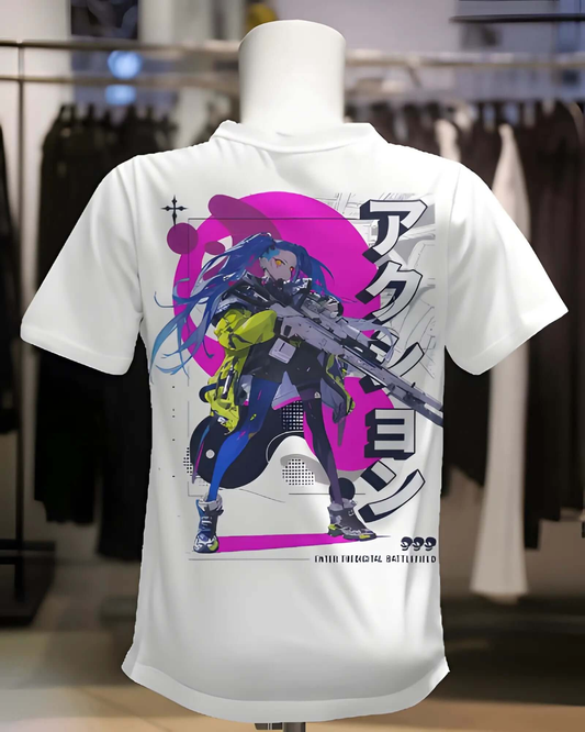 Women Anime Standard Pink & White T-Shirt My Store