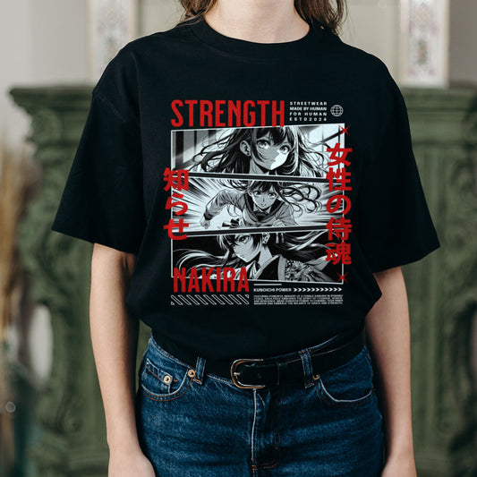 Women Strength Standard Black & Red Print T-Shirt - My Store