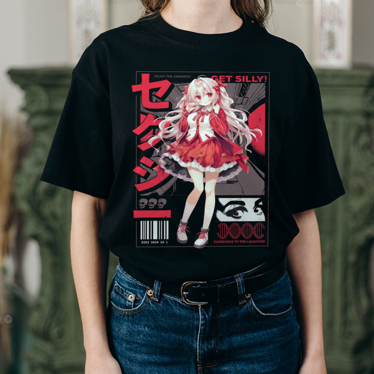 Women Anime Standard Red & White Print T-Shirt My Store