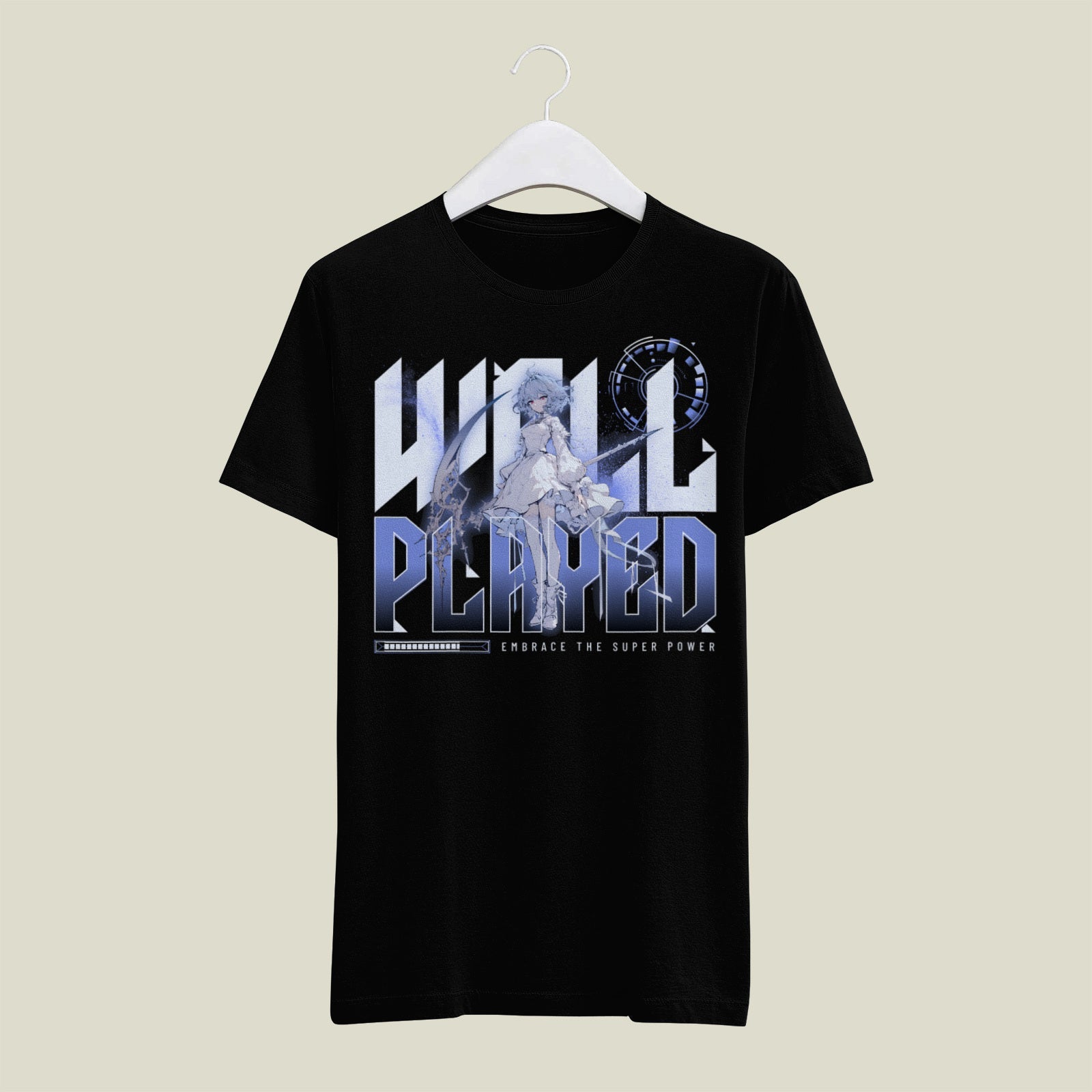 Women WELL PLAYED Standard Blue & White Print T-Shirt My Store