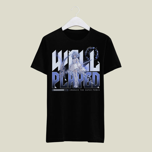 Women WELL PLAYED Standard Blue & White Print T-Shirt My Store