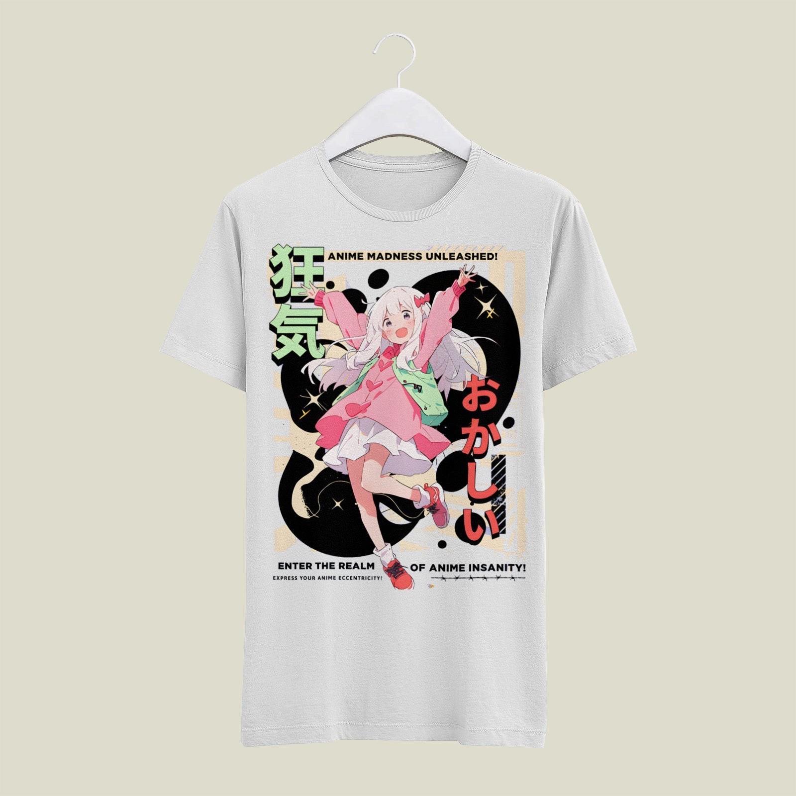 Women Anime Standard Pink & White T-Shirt My Store