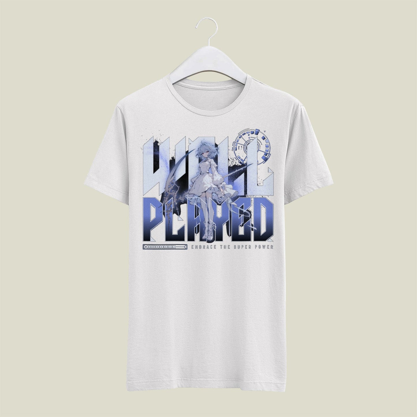 Women WELL PLAYED Standard Blue & White Print T-Shirt My Store